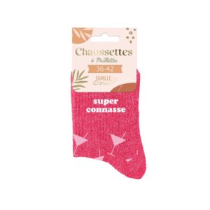 Chaussettes paillettes roses – Super connasse