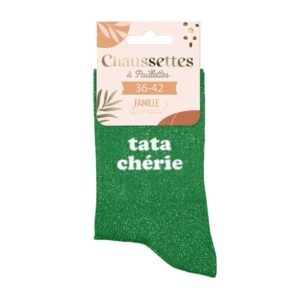 Chaussettes paillettes vertes – Tata chérie