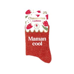 Chaussettes paillettes rouges – Maman cool