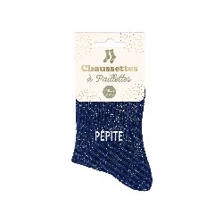 Chaussettes paillettes bleu marine Pépites