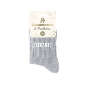 Chaussettes paillettes grises – Élégante