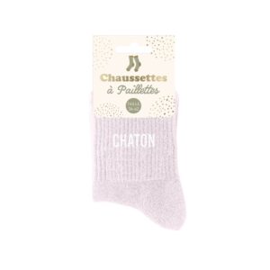 Chaussettes paillettes rose clair – Chaton