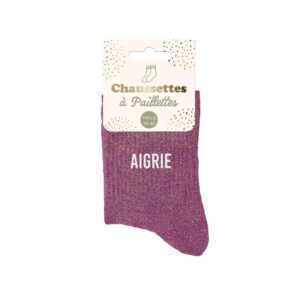 Chaussettes paillettes prune – Aigrie