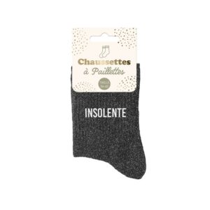 Chaussettes paillettes gris foncé – Insolente