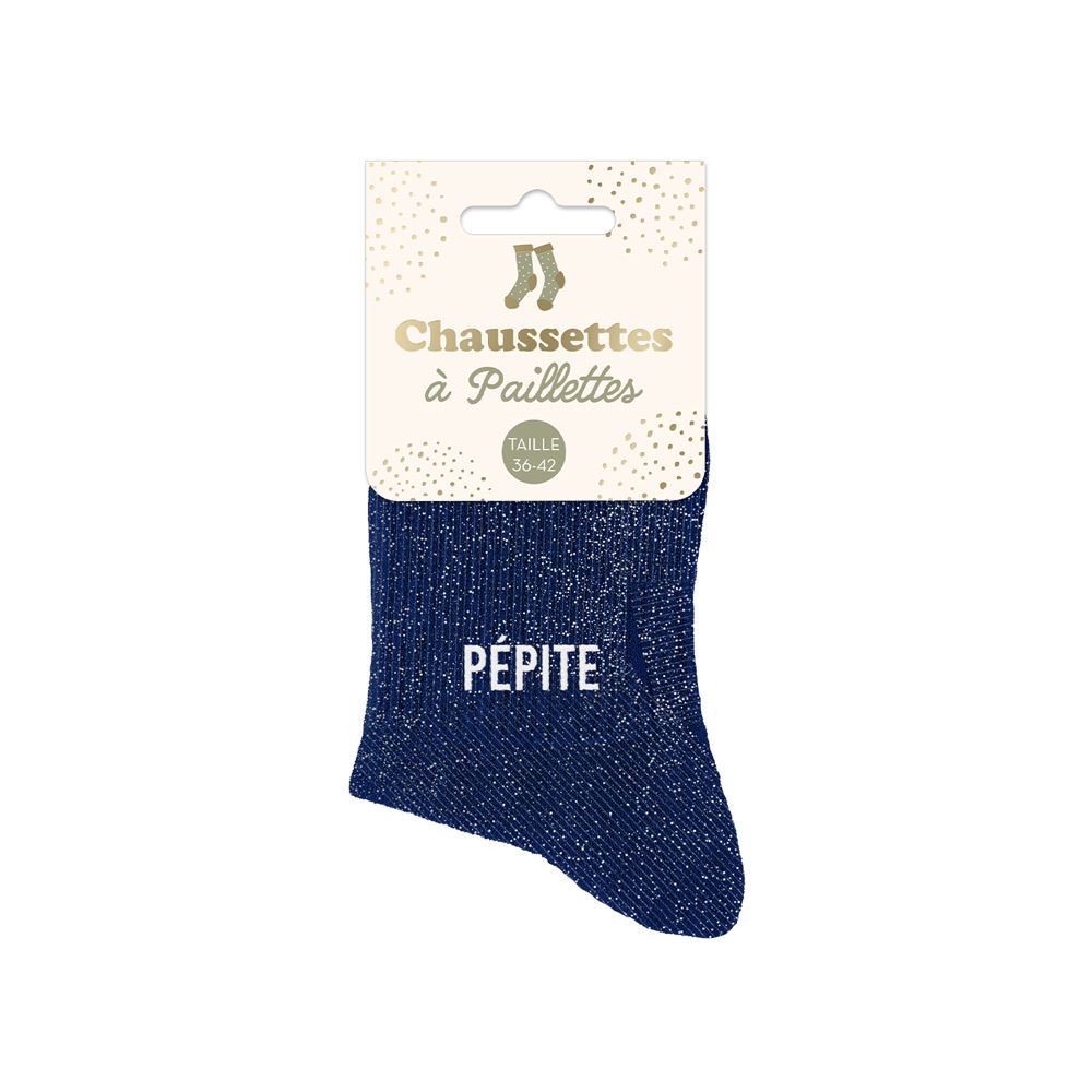 Chaussettes paillettes bleu marine – Pépites